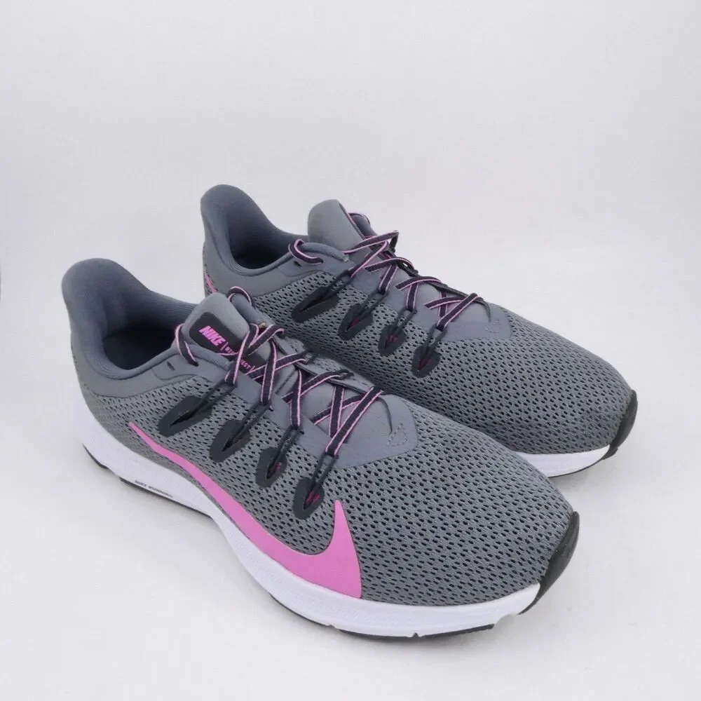Nike Women's 7.5 Quest 2 Shoes Gray Pink Mesh Lace up Running Sneaker CI3803-002